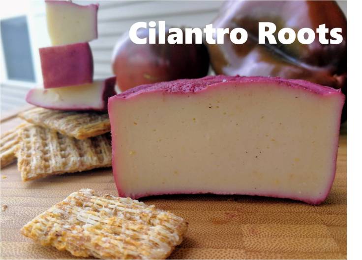 Aquafaba cheese marinated in red wine